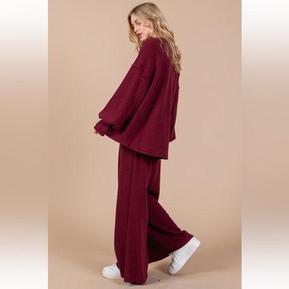 RESTOCKED Boho wide leg pant 2-piece sweatshirt set - Picture 3 of 7
